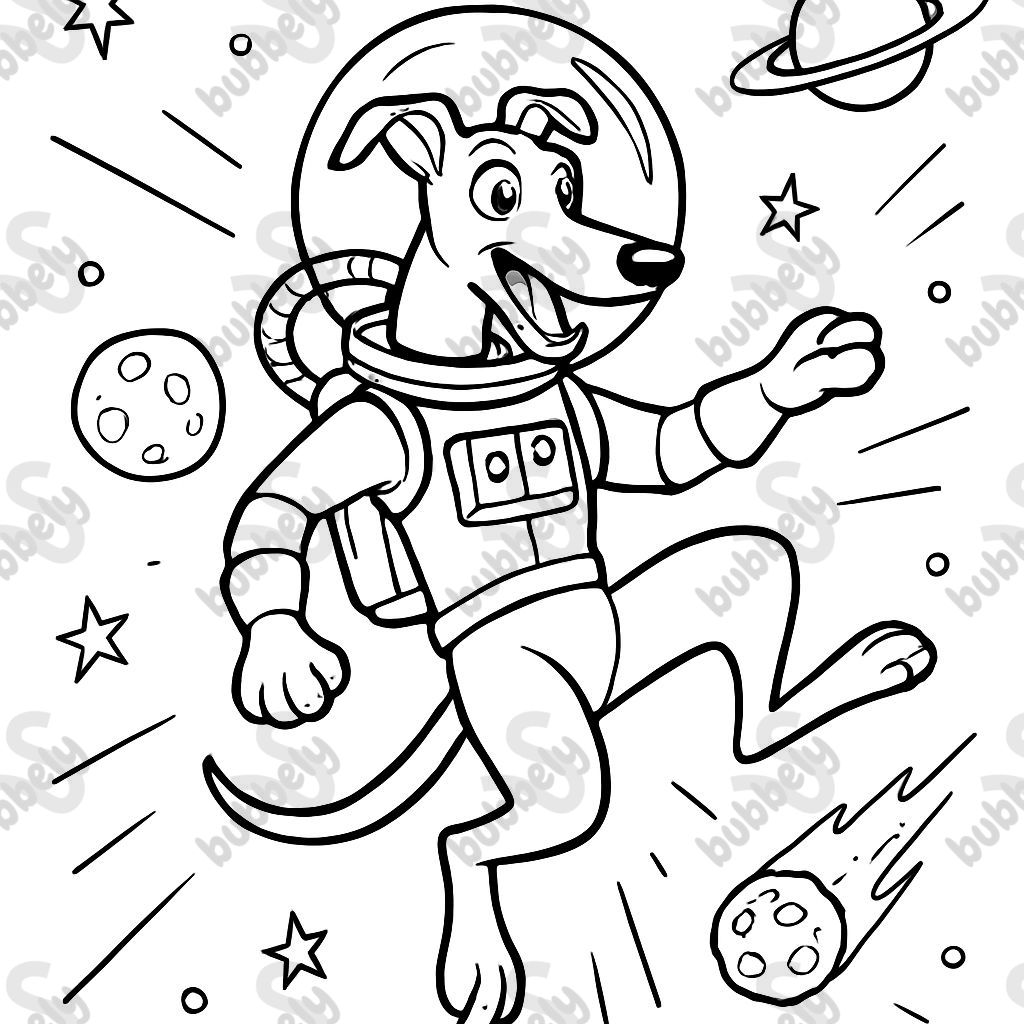 galgo astronauta flotando en el espacio galgo astronauta flotando en el espacio