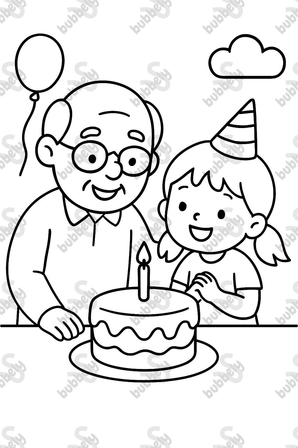 Grandpa and little girl celebrate a birthday Grandpa and little girl celebrate a birthday