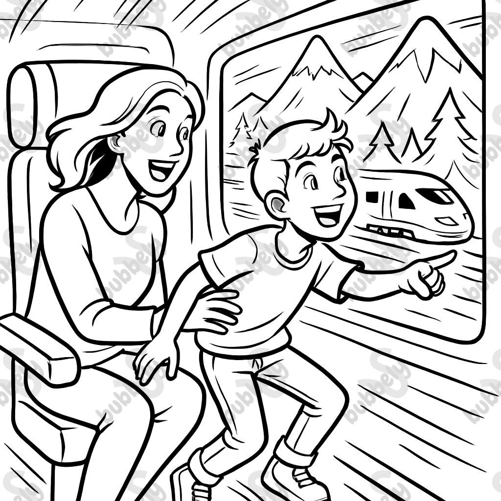 Voyage en train avec maman et un enfant de 10 ans dans l'ICE à travers les montagnes Voyage en train avec maman et un enfant de 10 ans dans l'ICE à travers les montagnes