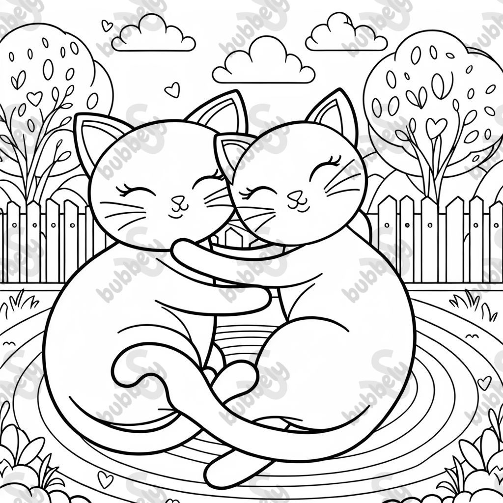 Dos gatas abrazándose. Dos gatas abrazándose.