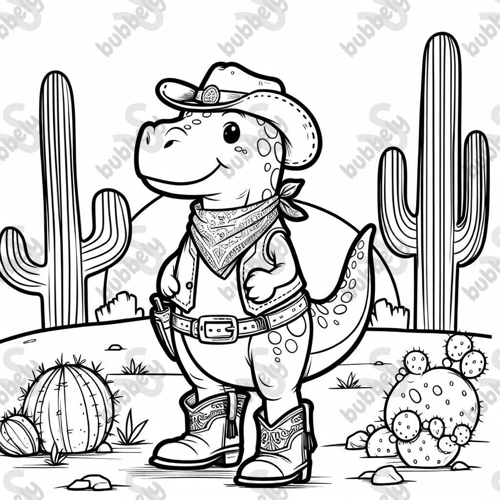 un dinosaure en tenue de cowboy