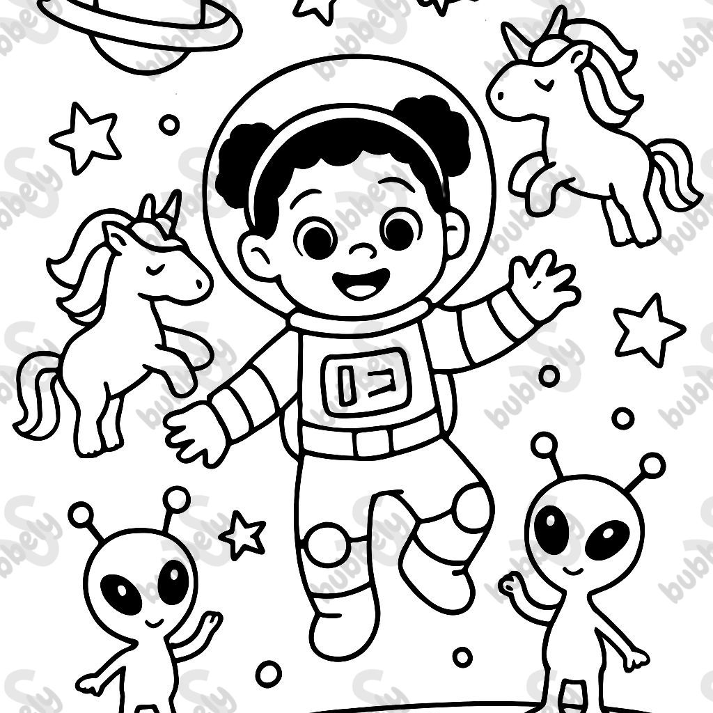 chica negra astronauta en el espacio con extraterrestres y unicornios chica negra astronauta en el espacio con extraterrestres y unicornios