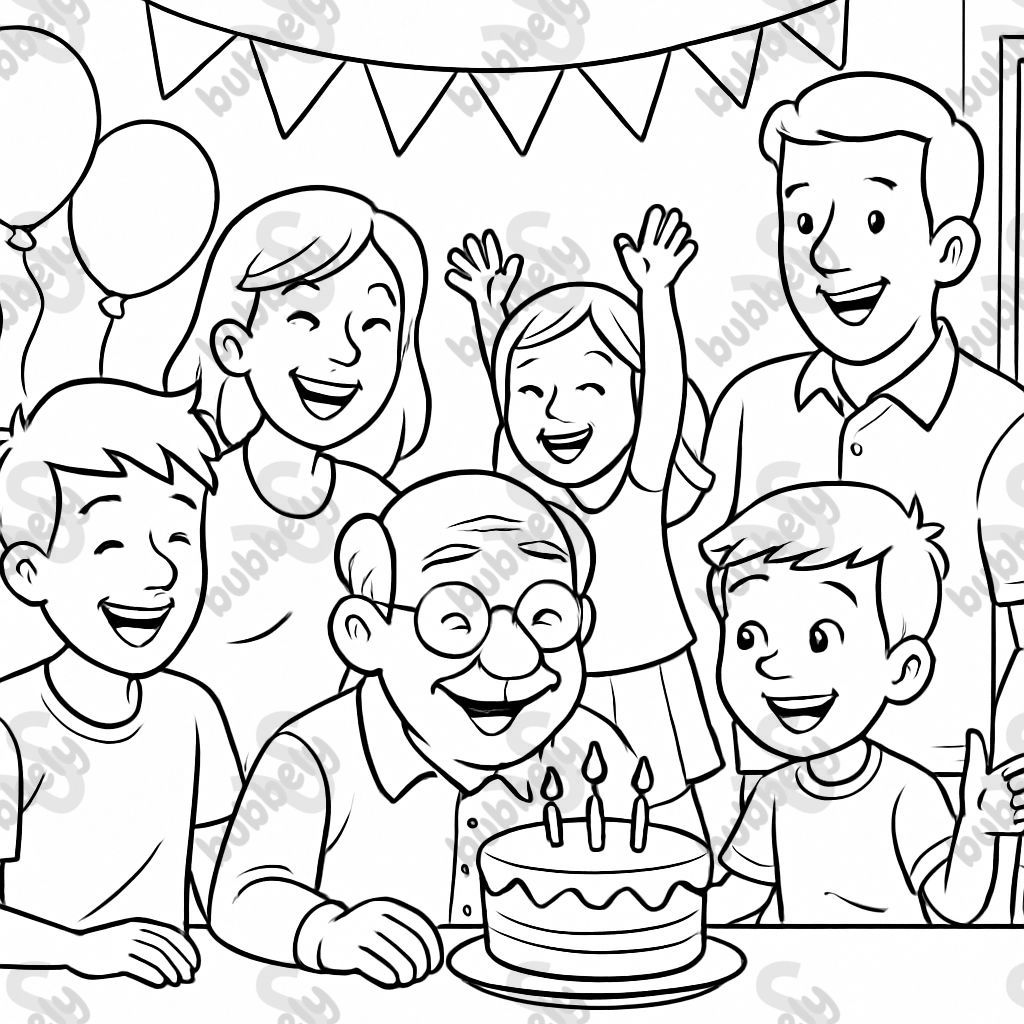 Young grandpa having birthday cake with his 2 adult kids 1 boy and 1 girl and his 4 grandkids 1 boy teenager and 2 girls and a 6 year old boy. Young grandpa having birthday cake with his 2 adult kids 1 boy and 1 girl and his 4 grandkids 1 boy teenager and 2 girls and a 6 year old boy.