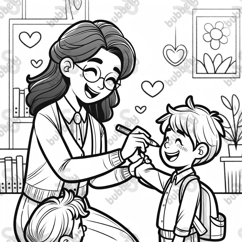 une gentille enseignante qui soutient avec amour ses élèves individuels et est là pour eux une gentille enseignante qui soutient avec amour ses élèves individuels et est là pour eux