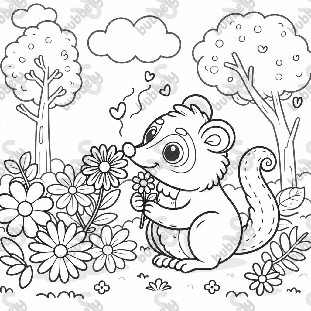Un possum oliendo flores Un possum oliendo flores