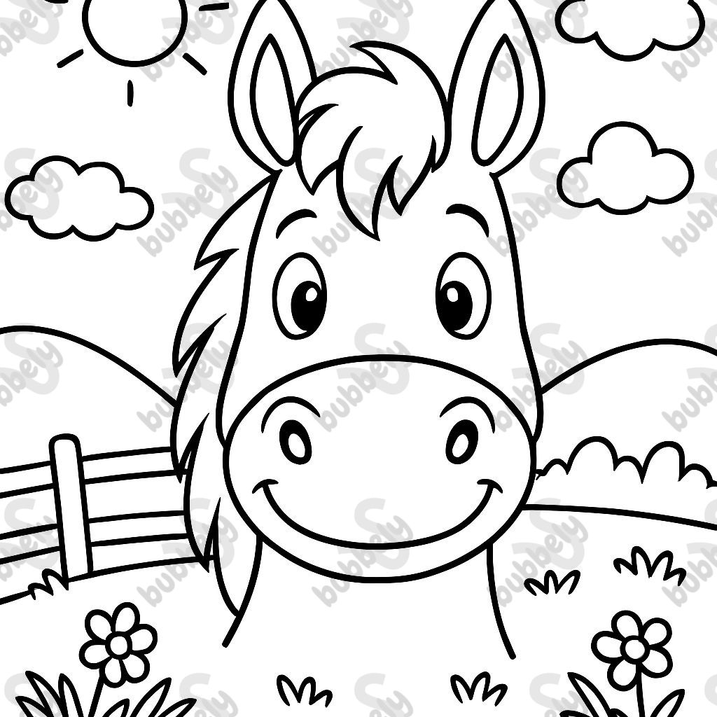 Cabeza de caballo simple vista frontal con boca cerrada Cabeza de caballo simple vista frontal con boca cerrada