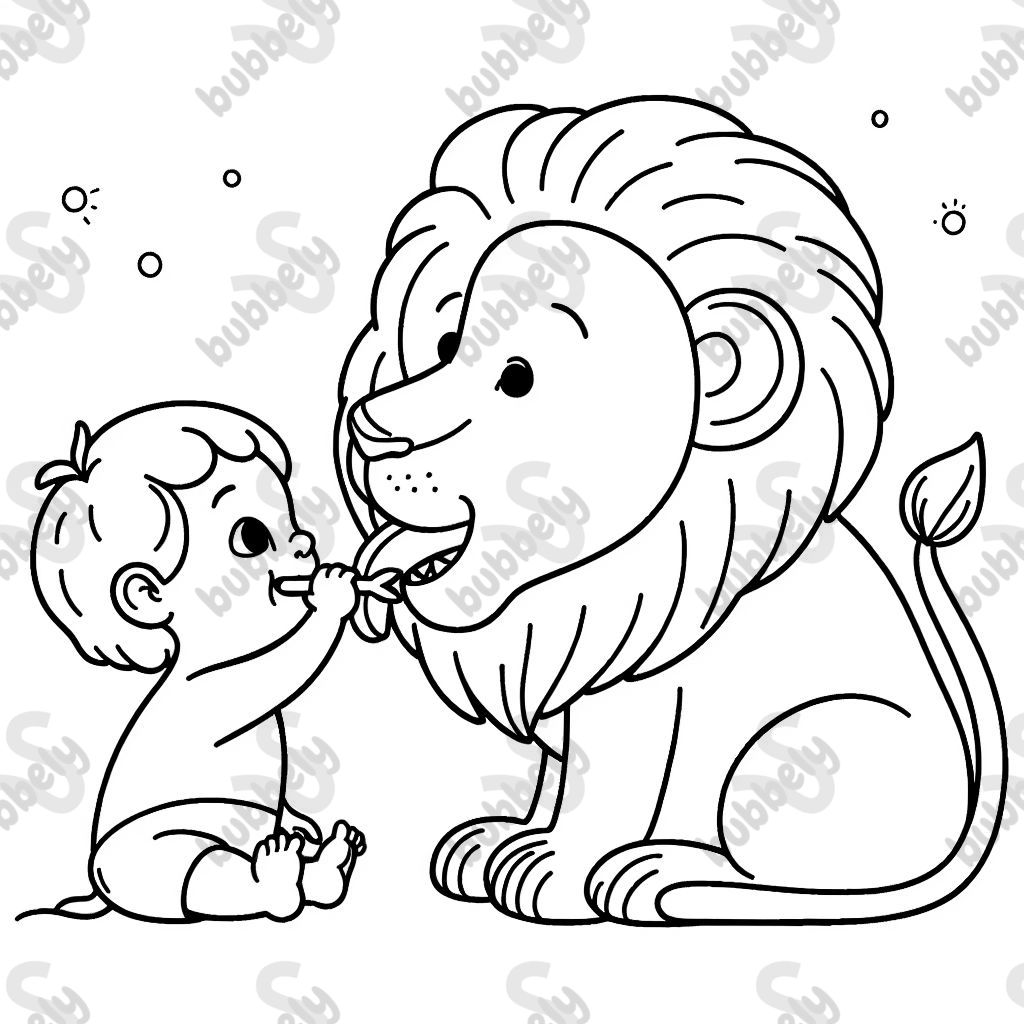 León muerde suavemente a un niño León muerde suavemente a un niño