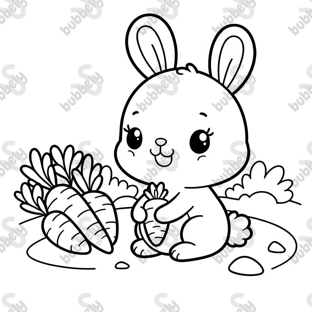 Bebé conejo con zanahorias Bebé conejo con zanahorias