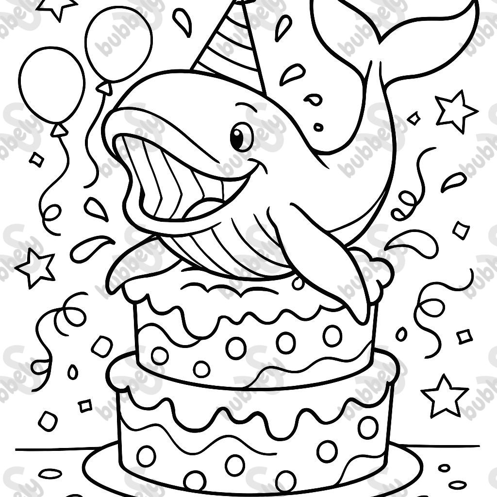 Baleine à bosse dans un gâteau d'anniversaire Baleine à bosse dans un gâteau d'anniversaire