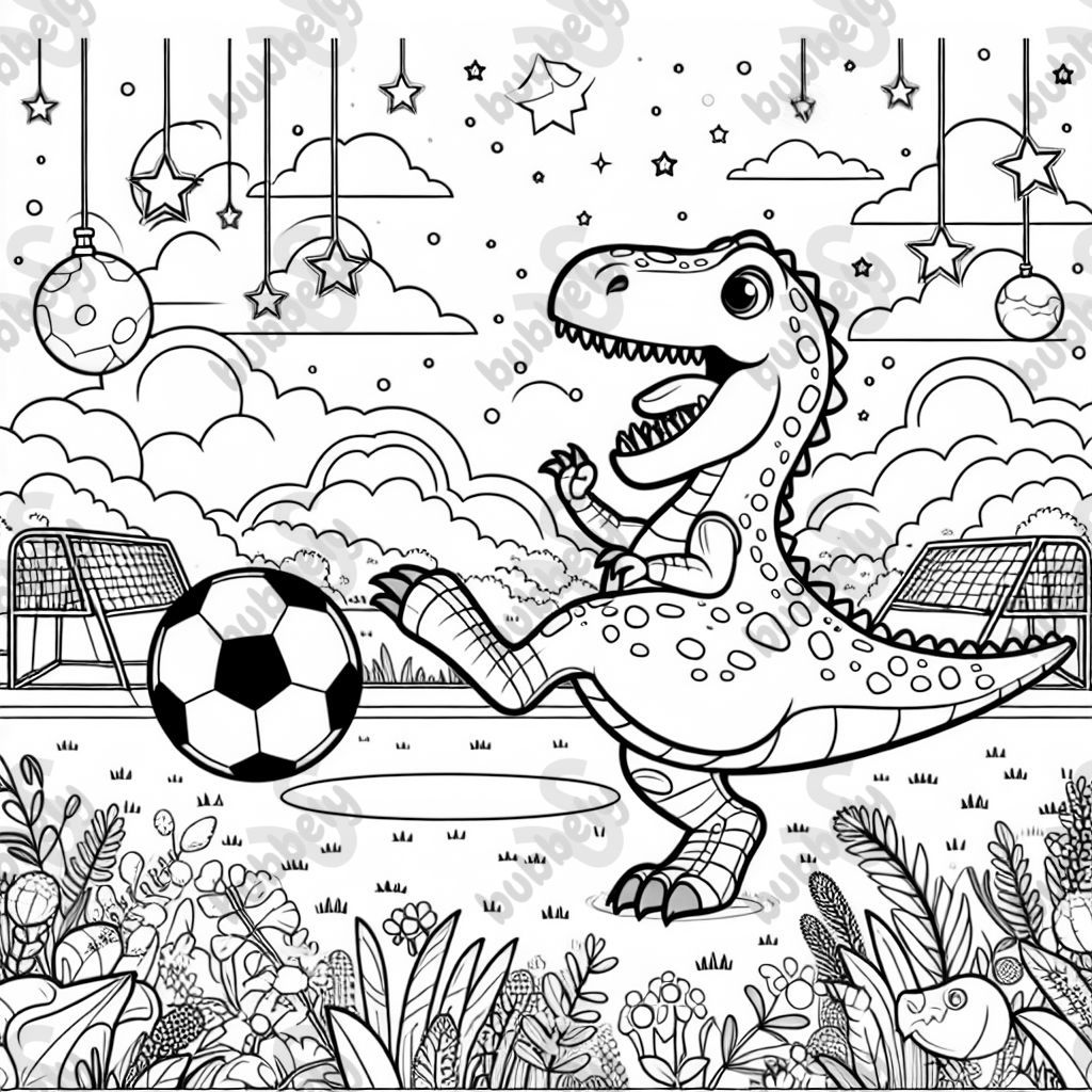 Dinosaurio jugando al fútbol Dinosaurio jugando al fútbol