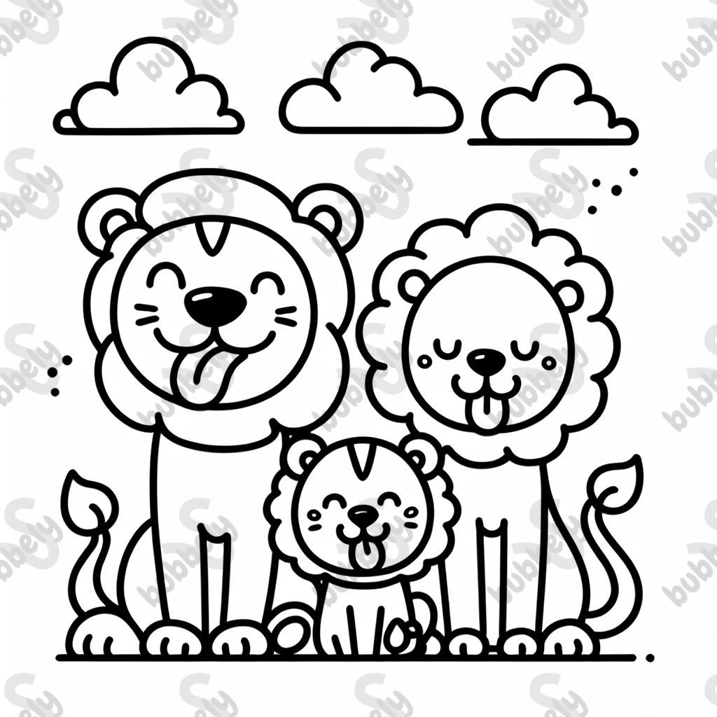 A cute lion family sticking out their tongue. Perfect for coloring! A cute lion family sticking out their tongue. Perfect for coloring!