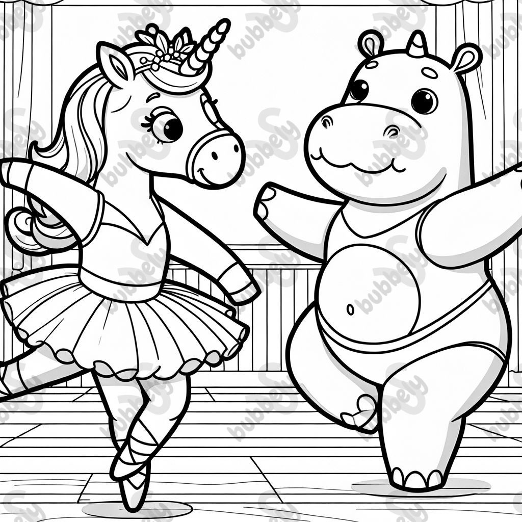 unicorn ballerina and hippo ballerina