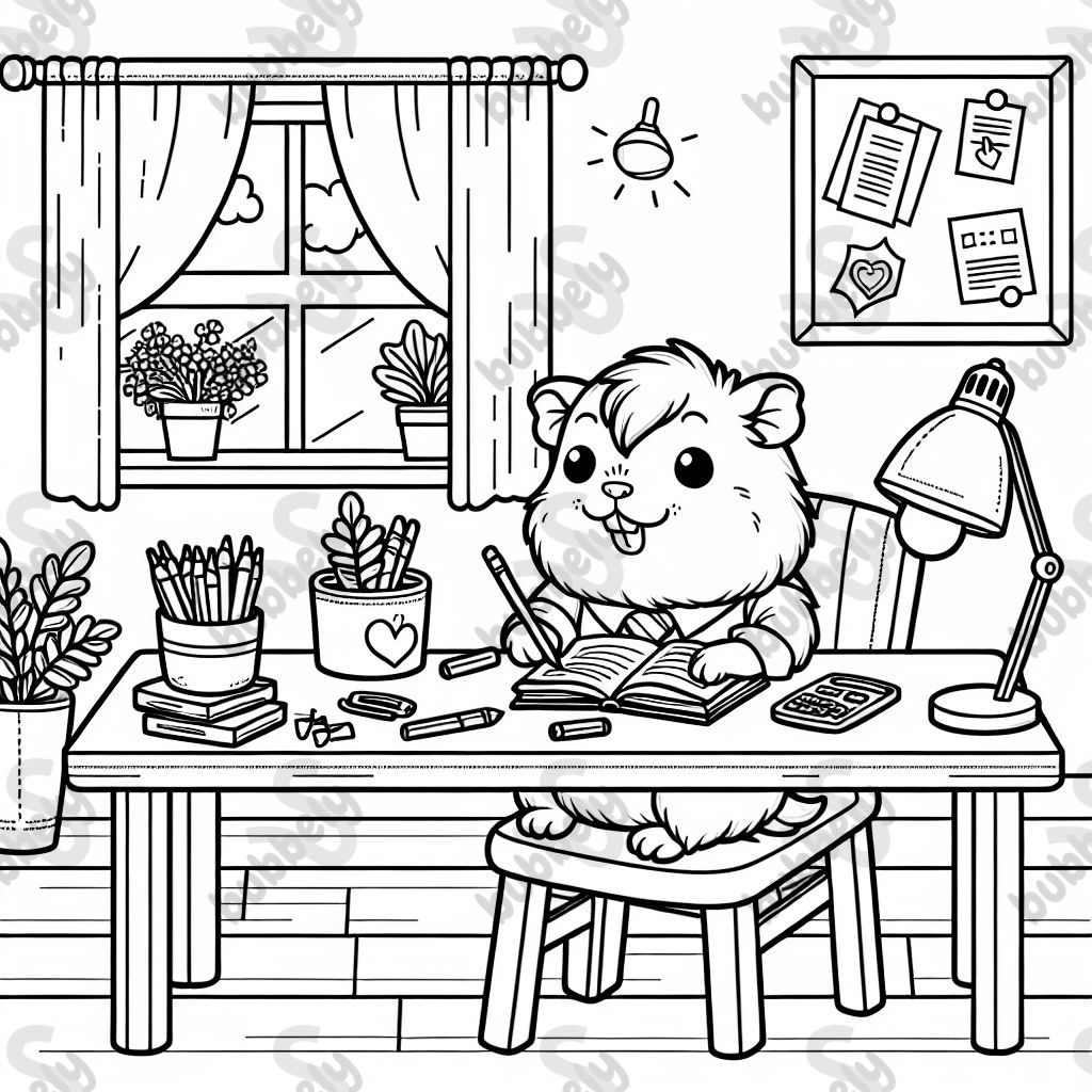 A guinea pig doing homework A guinea pig doing homework