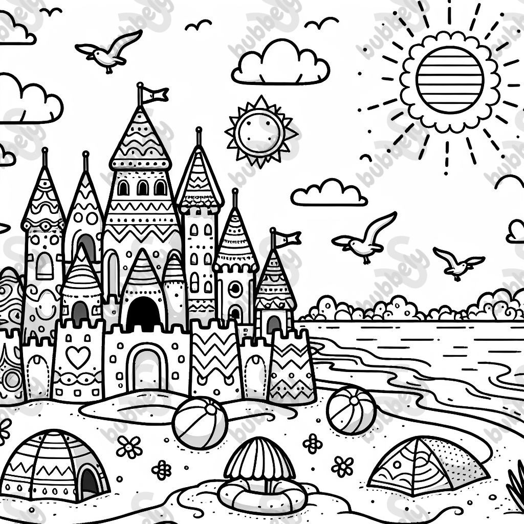 Castillos de arena en una playa Castillos de arena en una playa