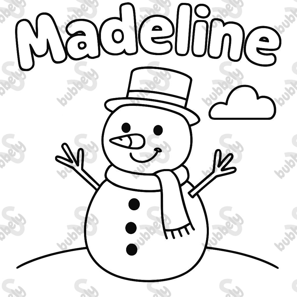 mein Name Madeline in Blasenbuchstaben mit einem Schneemann mein Name Madeline in Blasenbuchstaben mit einem Schneemann