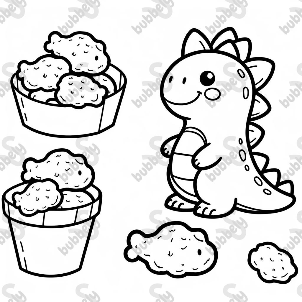 Nuggets de pollo en forma de dinosaurio Nuggets de pollo en forma de dinosaurio