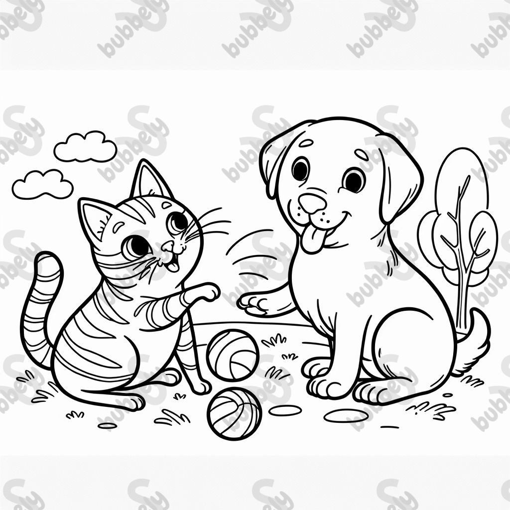 tabby cat and labordor retriver