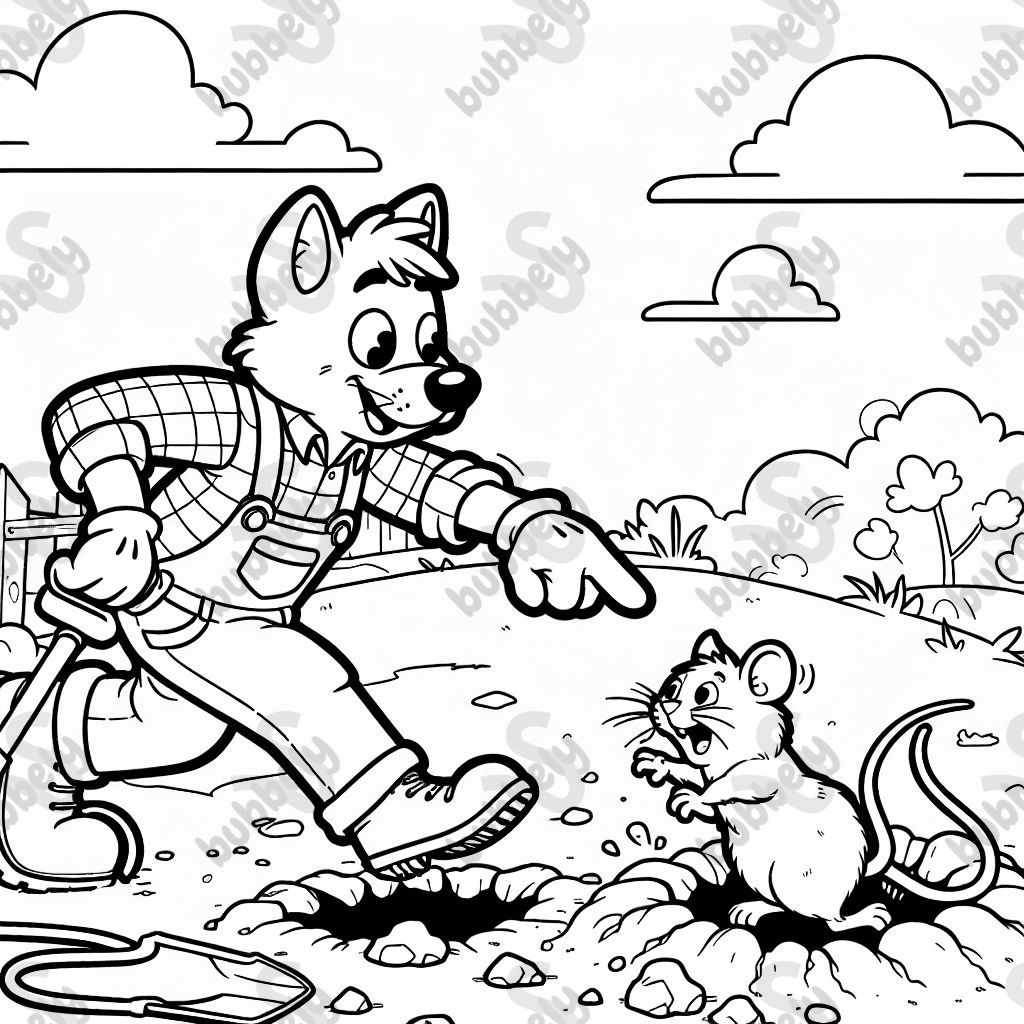 Un travailleur de la construction trouve une souris dans le sol qui a poursuivi un chat Un travailleur de la construction trouve une souris dans le sol qui a poursuivi un chat