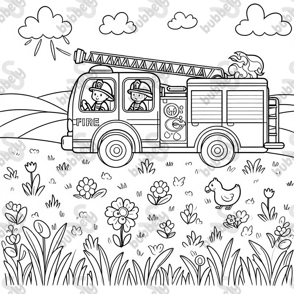 fire brigade on a meadow fire brigade on a meadow