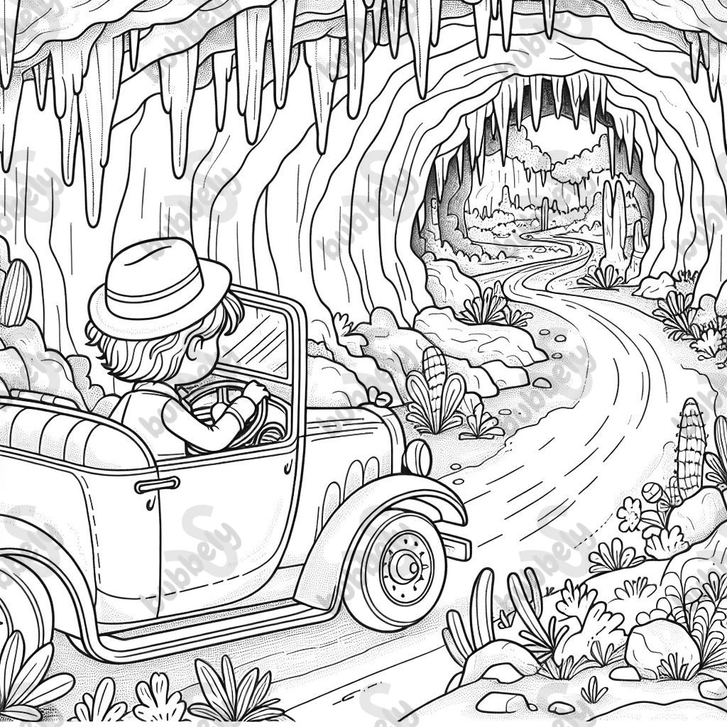 ein Auto, was durch eine Höhle fährt und von einbem Jungen mit langen haaren gesteuert wird ein Auto, was durch eine Höhle fährt und von einbem Jungen mit langen haaren gesteuert wird