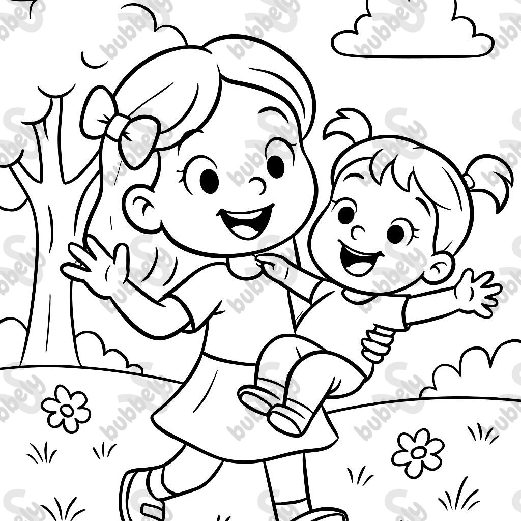 a little girl and her little sister a little girl and her little sister