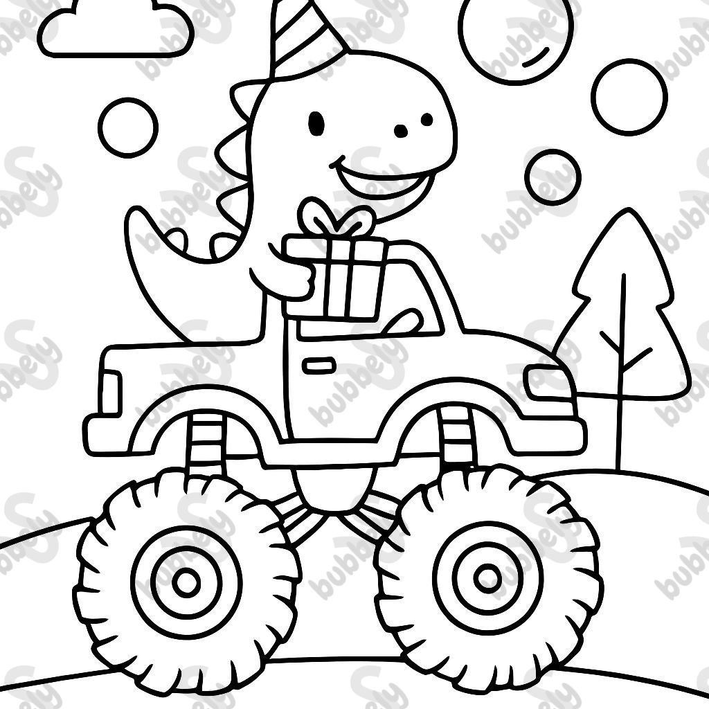 Monstertruck-Blasen-Dinosaurier-Geburtstag Monstertruck-Blasen-Dinosaurier-Geburtstag