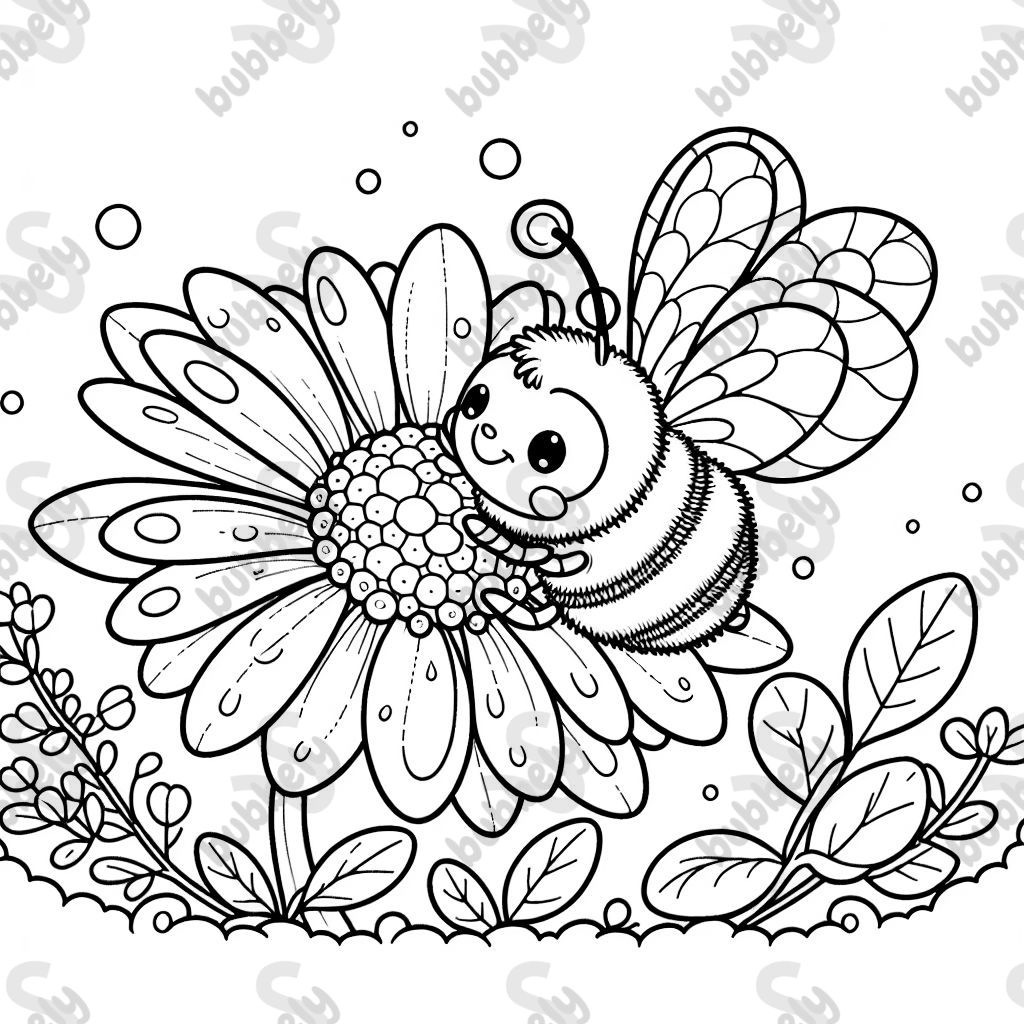 Una abeja bombardera acurrucada en una flor cubierta de rocío. Una abeja bombardera acurrucada en una flor cubierta de rocío.