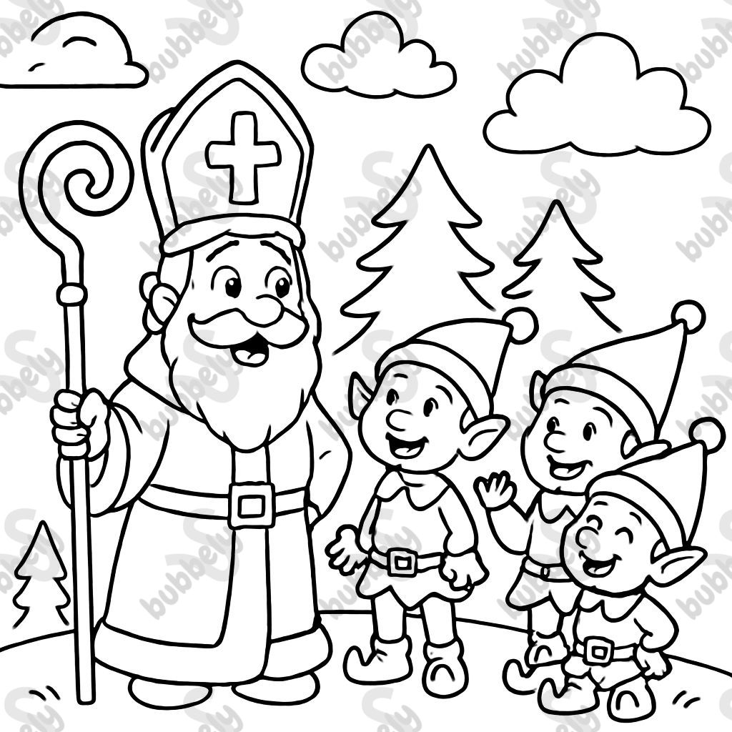 Le Père Noël parlant avec ses elfes de l'aide Le Père Noël parlant avec ses elfes de l'aide