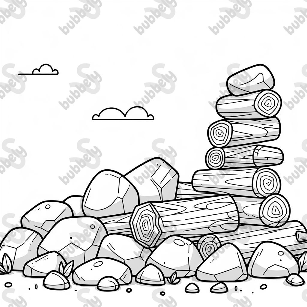 a pile of rocks and wood a pile of rocks and wood