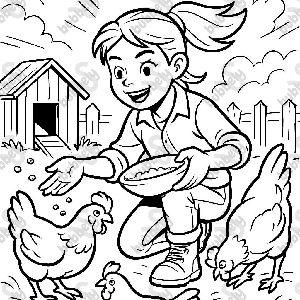 Detailed photo of a girl taking care of her chickens. Detailed photo of a girl taking care of her chickens.