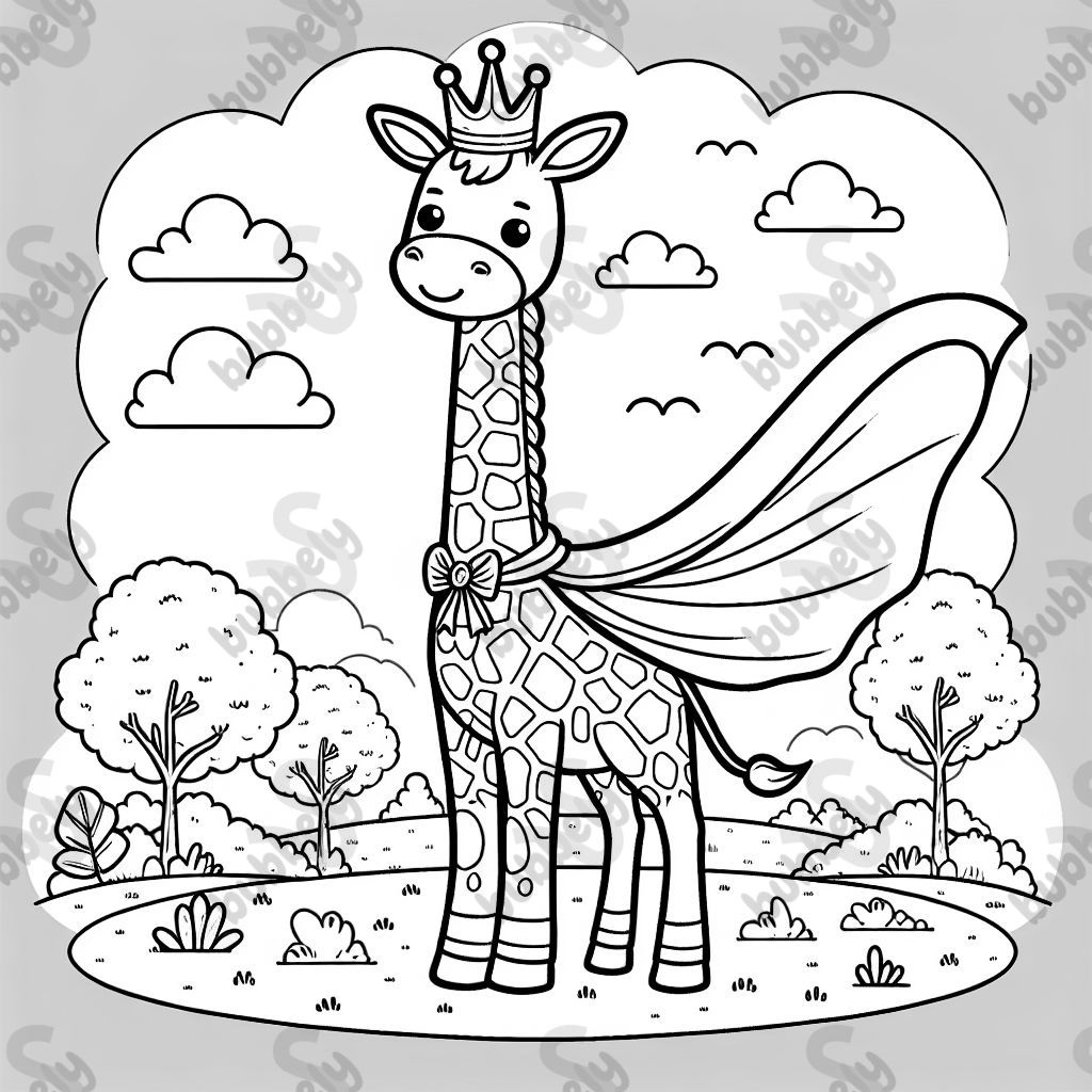 una jirafa superhéroe con una corona una jirafa superhéroe con una corona