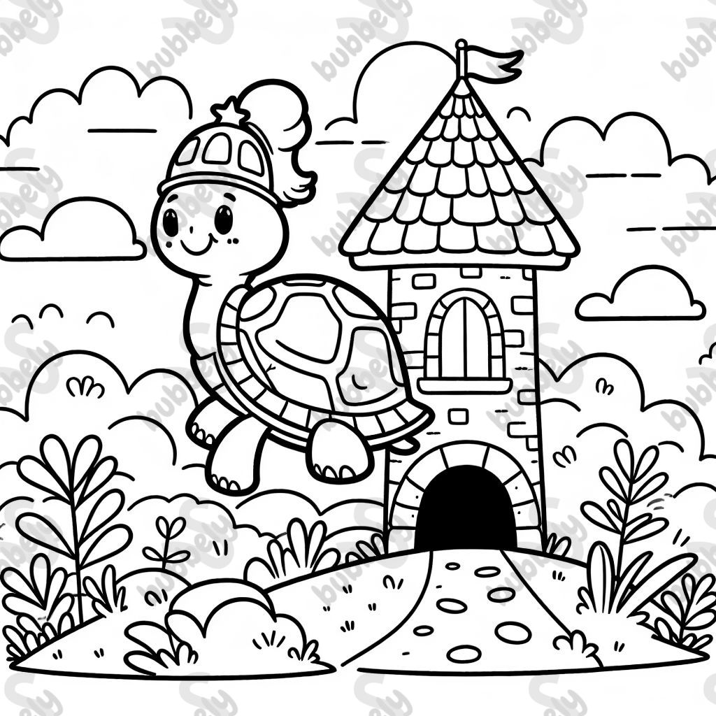 Une tortue sur un château de chevalier Une tortue sur un château de chevalier