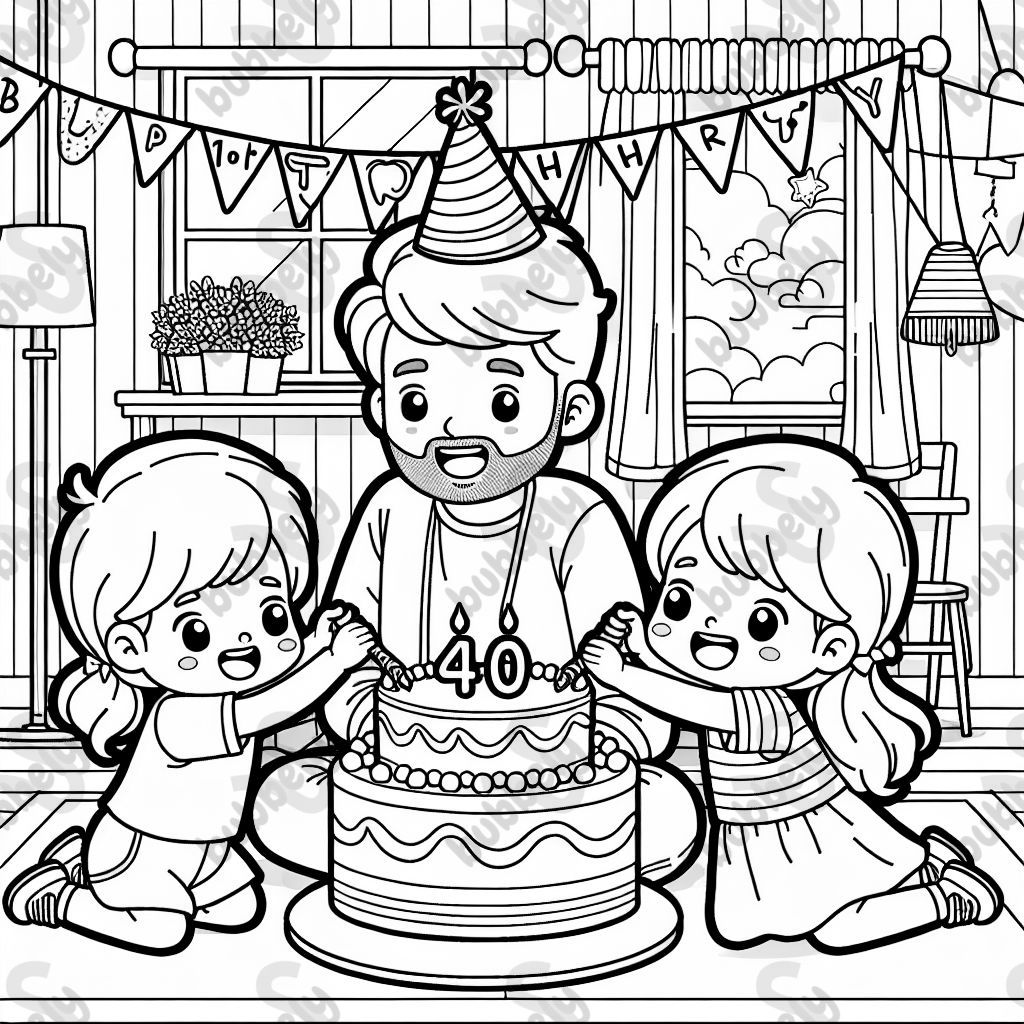 Un papa qui célèbre son 40ème anniversaire avec ses deux enfants Un papa qui célèbre son 40ème anniversaire avec ses deux enfants