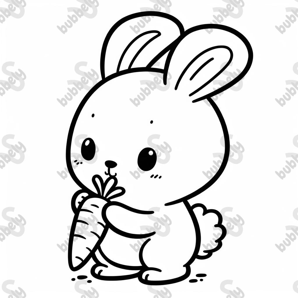 A rabbit stands on its legs and nibbles on a carrot