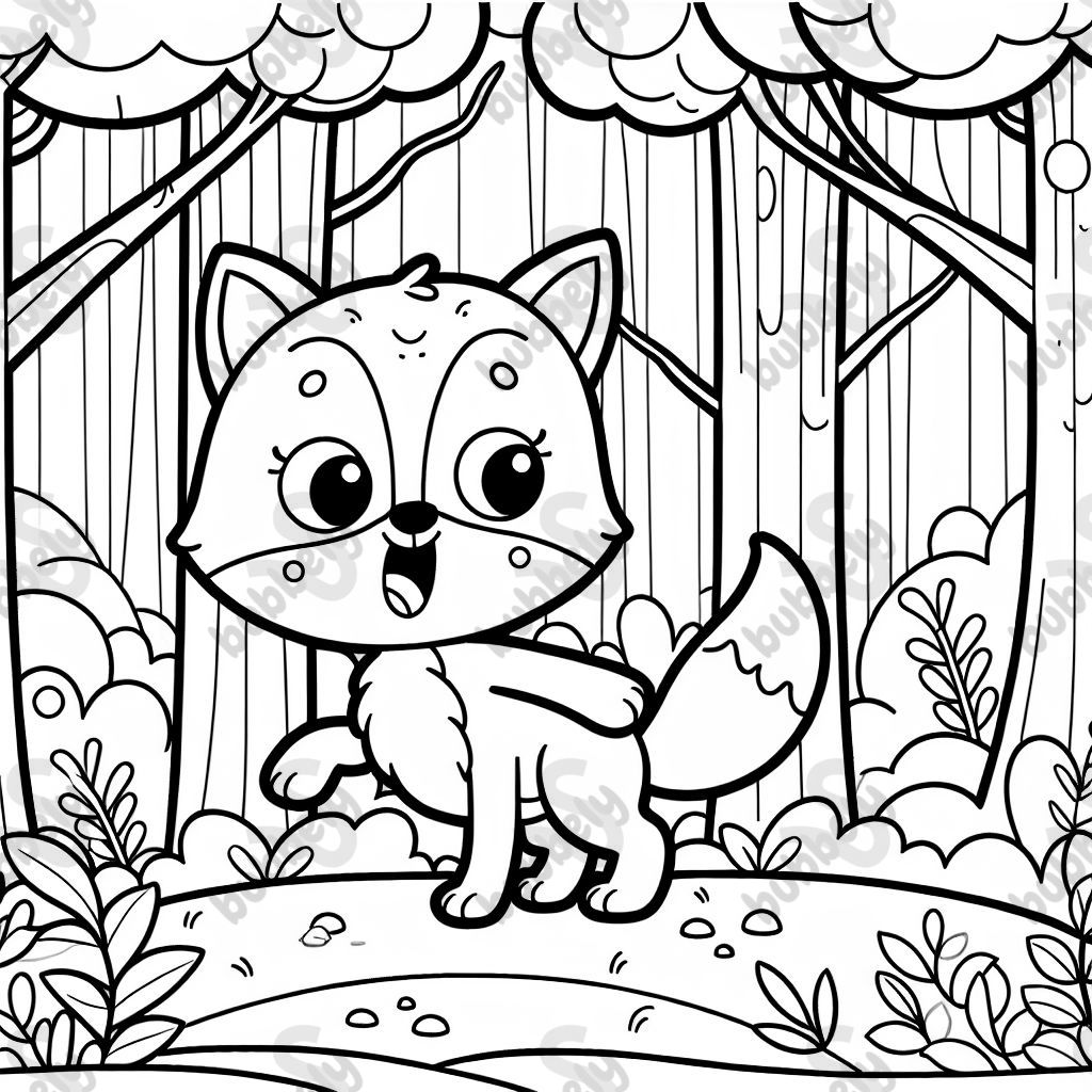 Zorro asustado en el bosque Zorro asustado en el bosque