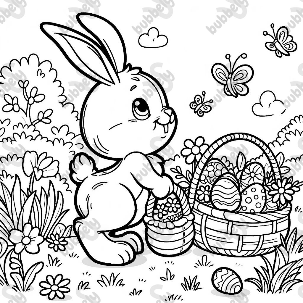 Conejo de Pascua en un prado