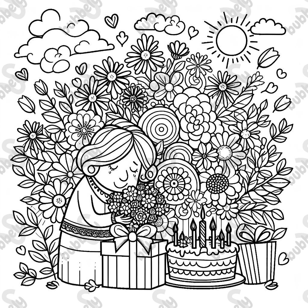 Joyeux anniversaire, mamie avec beaucoup de fleurs Joyeux anniversaire, mamie avec beaucoup de fleurs