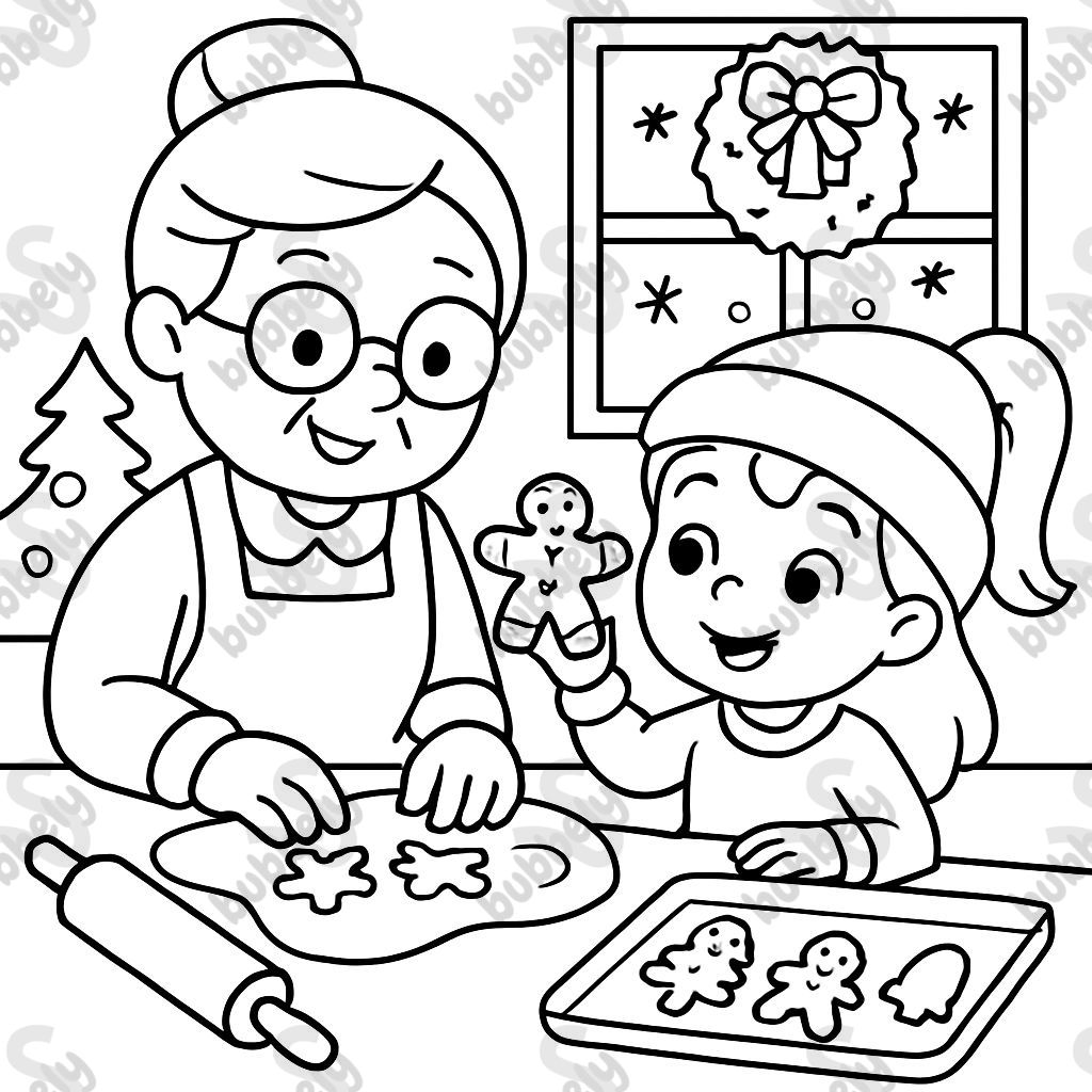nice grandma baking cookies for Christmas with her grandkids nice grandma baking cookies for Christmas with her grandkids