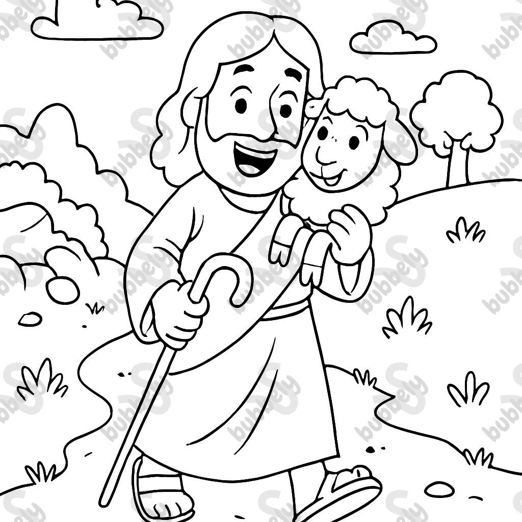 Jesus und das verlorene Schaf mit Text Jesus und das verlorene Schaf mit Text