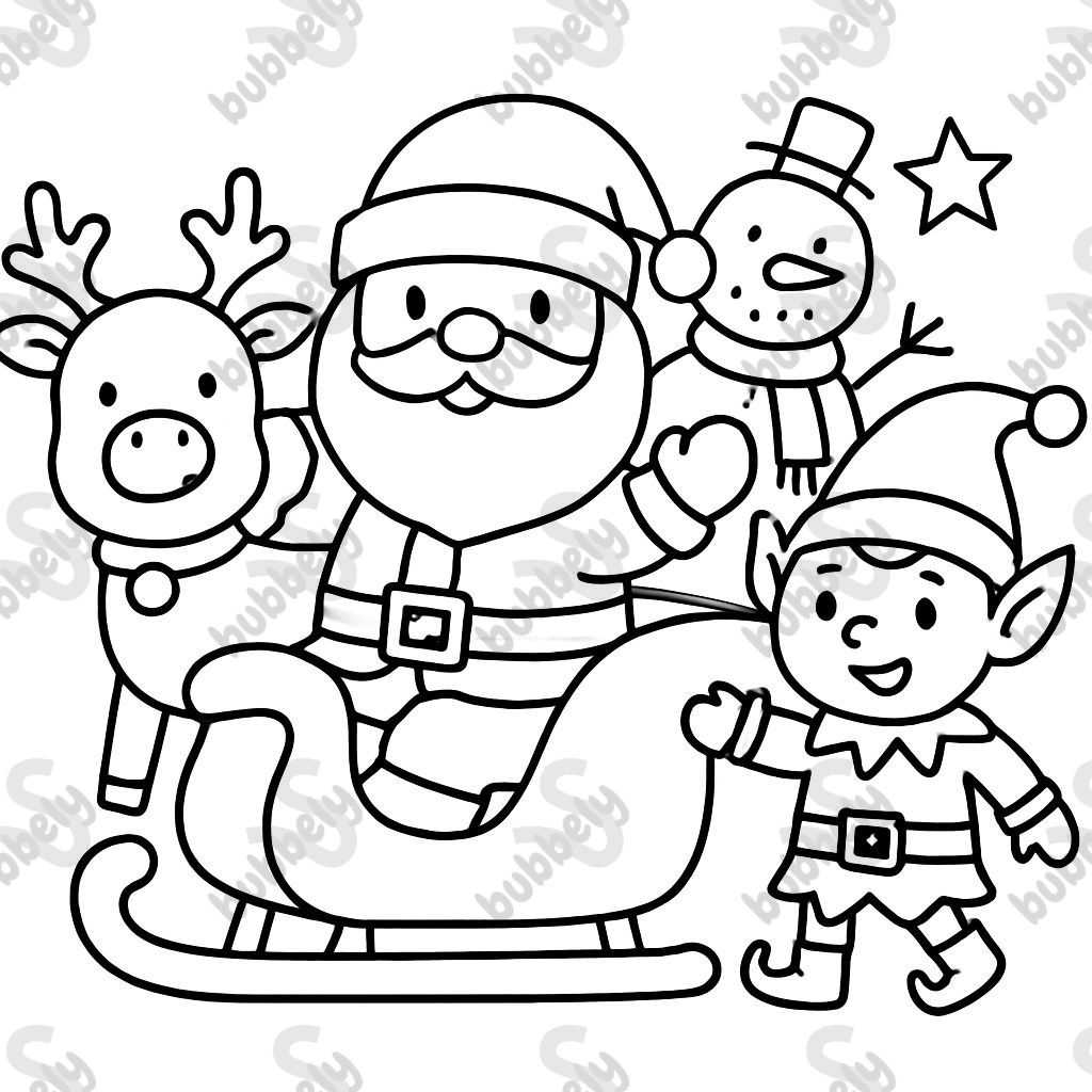 Weihnachten Santa Rentier Schneemann Elf Schlitten Weihnachten Santa Rentier Schneemann Elf Schlitten