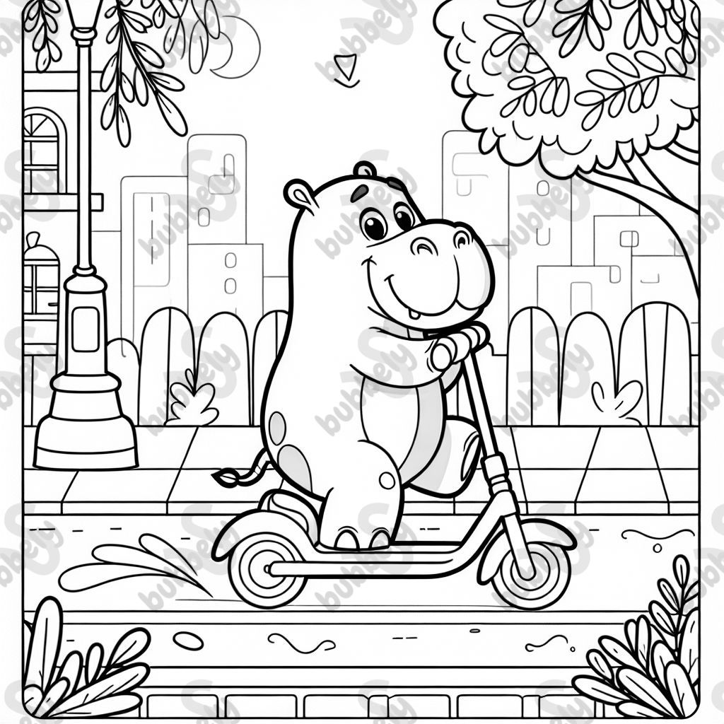 un hippopotame sur un e-scooter un hippopotame sur un e-scooter