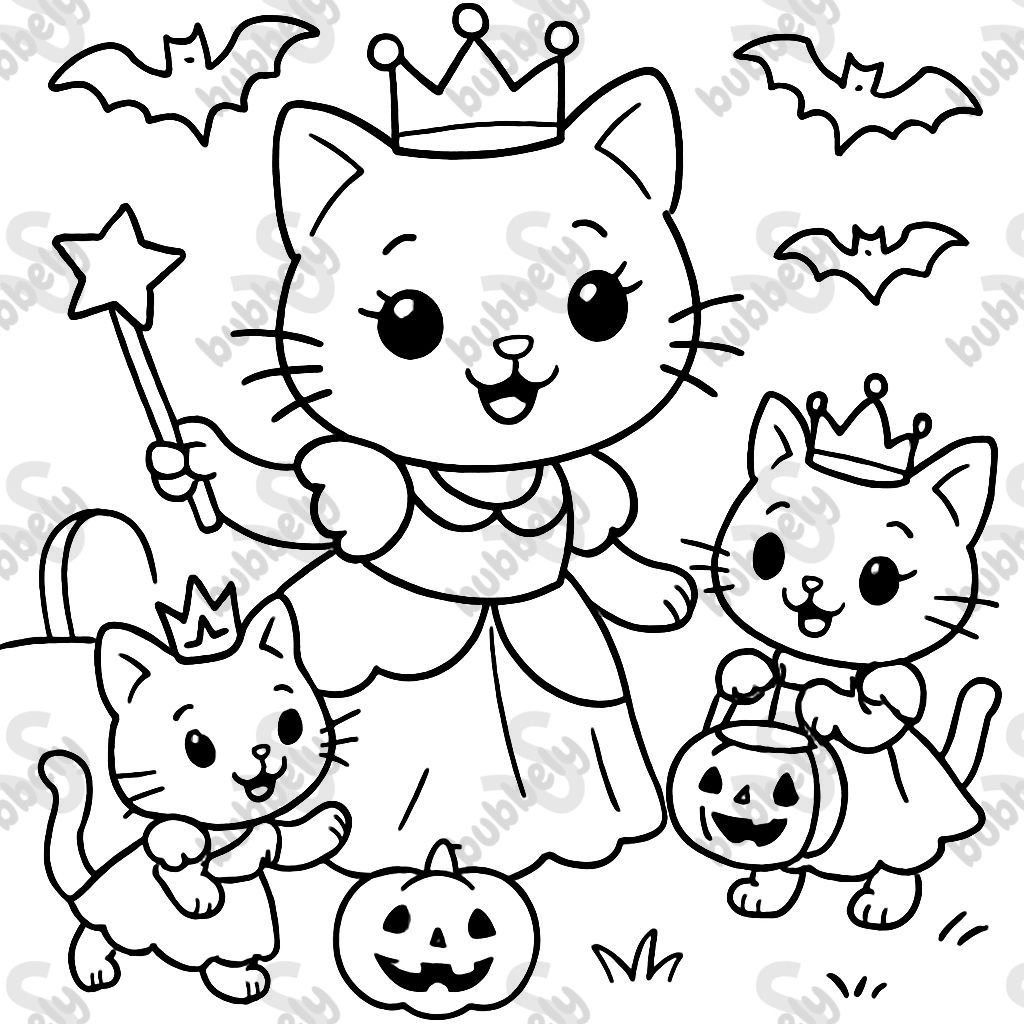 Prinzessin Katze spielt mit Prinzessinnen Kätzchen Halloween Prinzessin Katze spielt mit Prinzessinnen Kätzchen Halloween