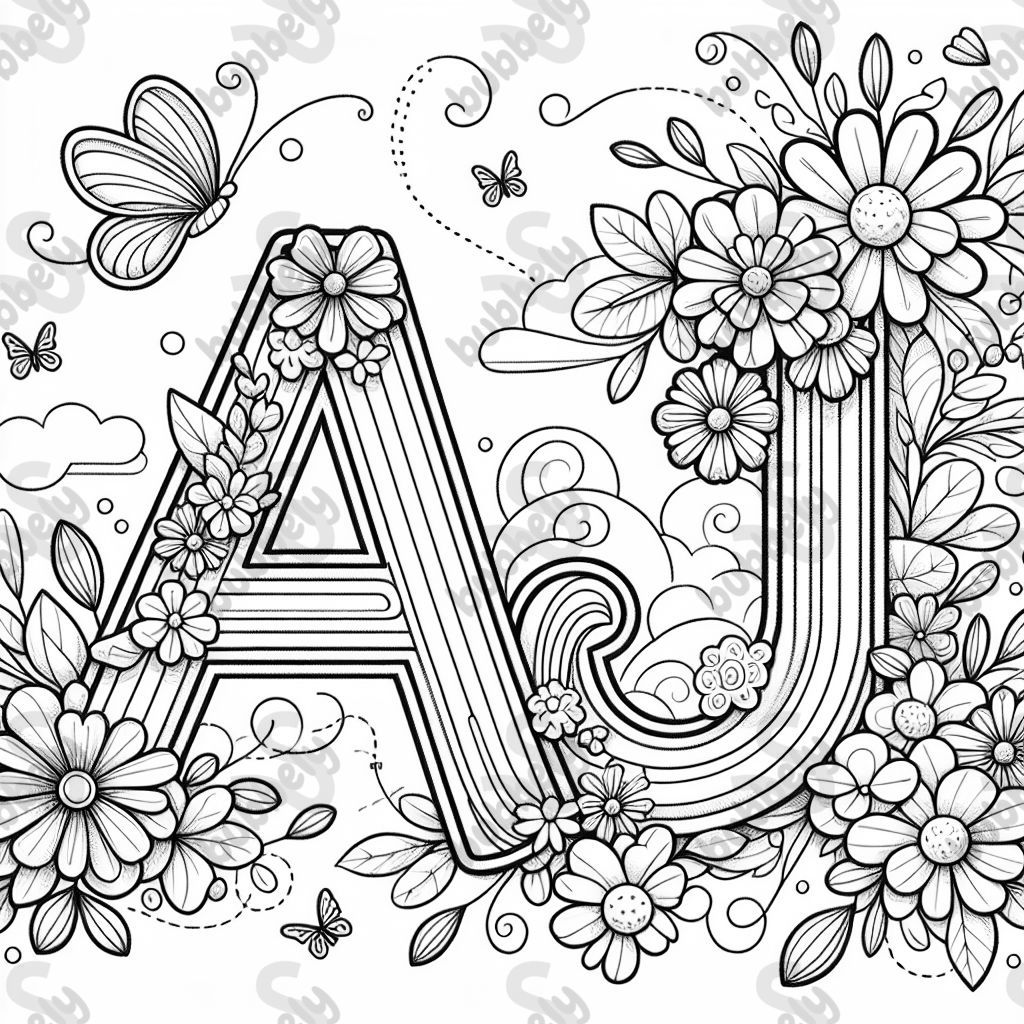 Der Name AJ mit Blumen Der Name AJ mit Blumen