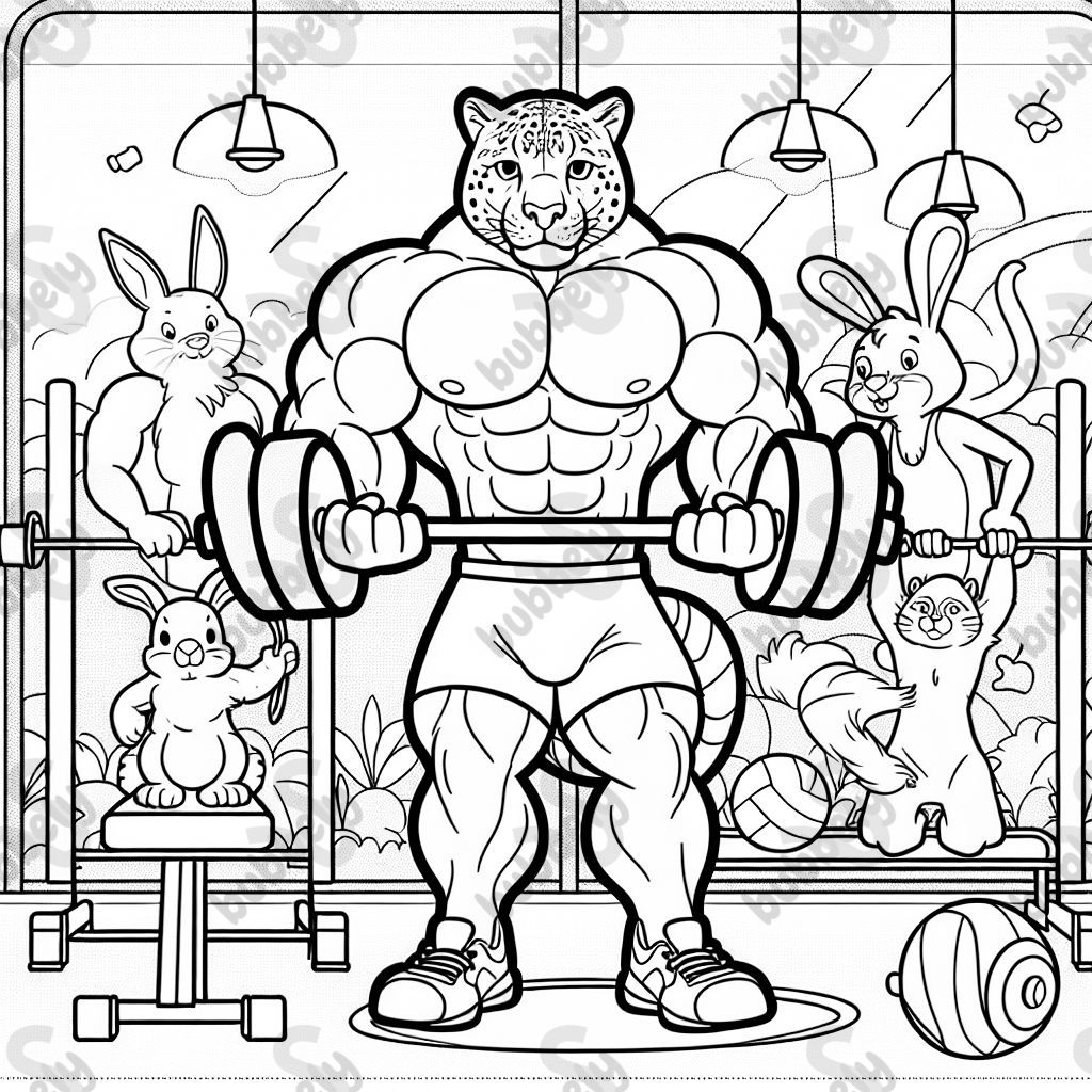 A very muscular puma who is lifting a heavy weight in the gym and his friends compliment him. A very muscular puma who is lifting a heavy weight in the gym and his friends compliment him.