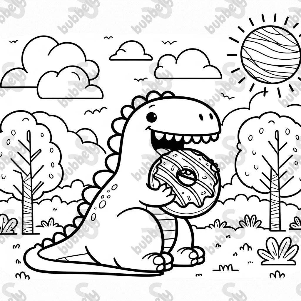 un dinosaure mangeant un donut un dinosaure mangeant un donut