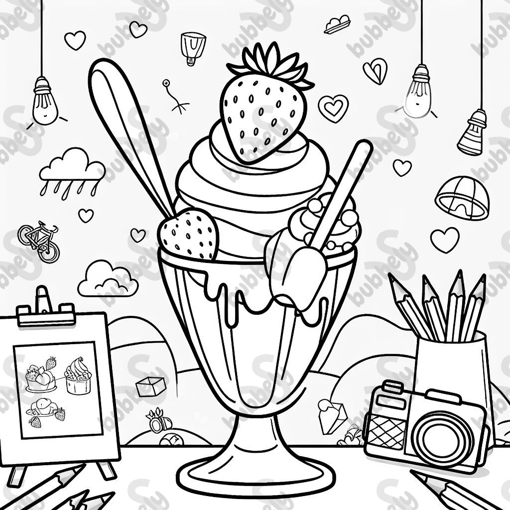 Coupe glacée avec une fraise sur le dessus Coupe glacée avec une fraise sur le dessus