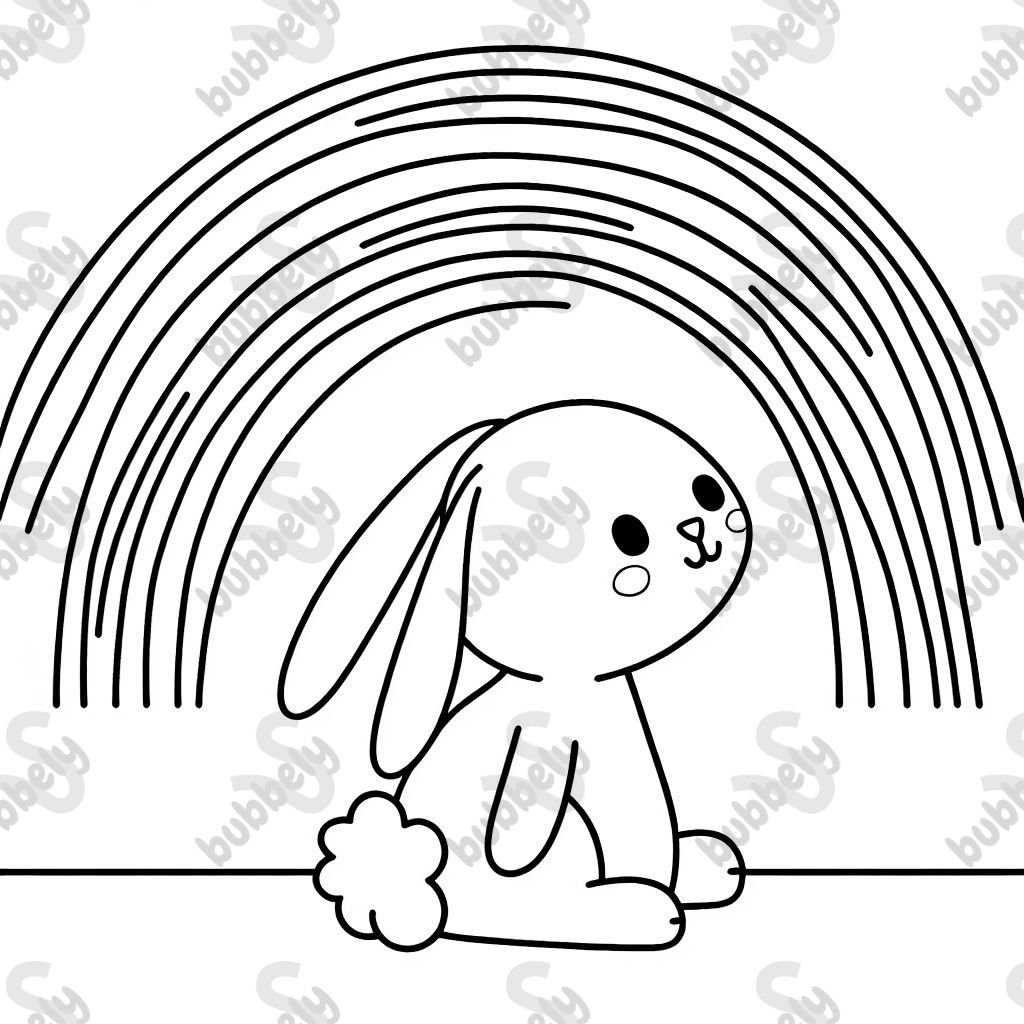 Un lapin sous un arc-en-ciel Un lapin sous un arc-en-ciel