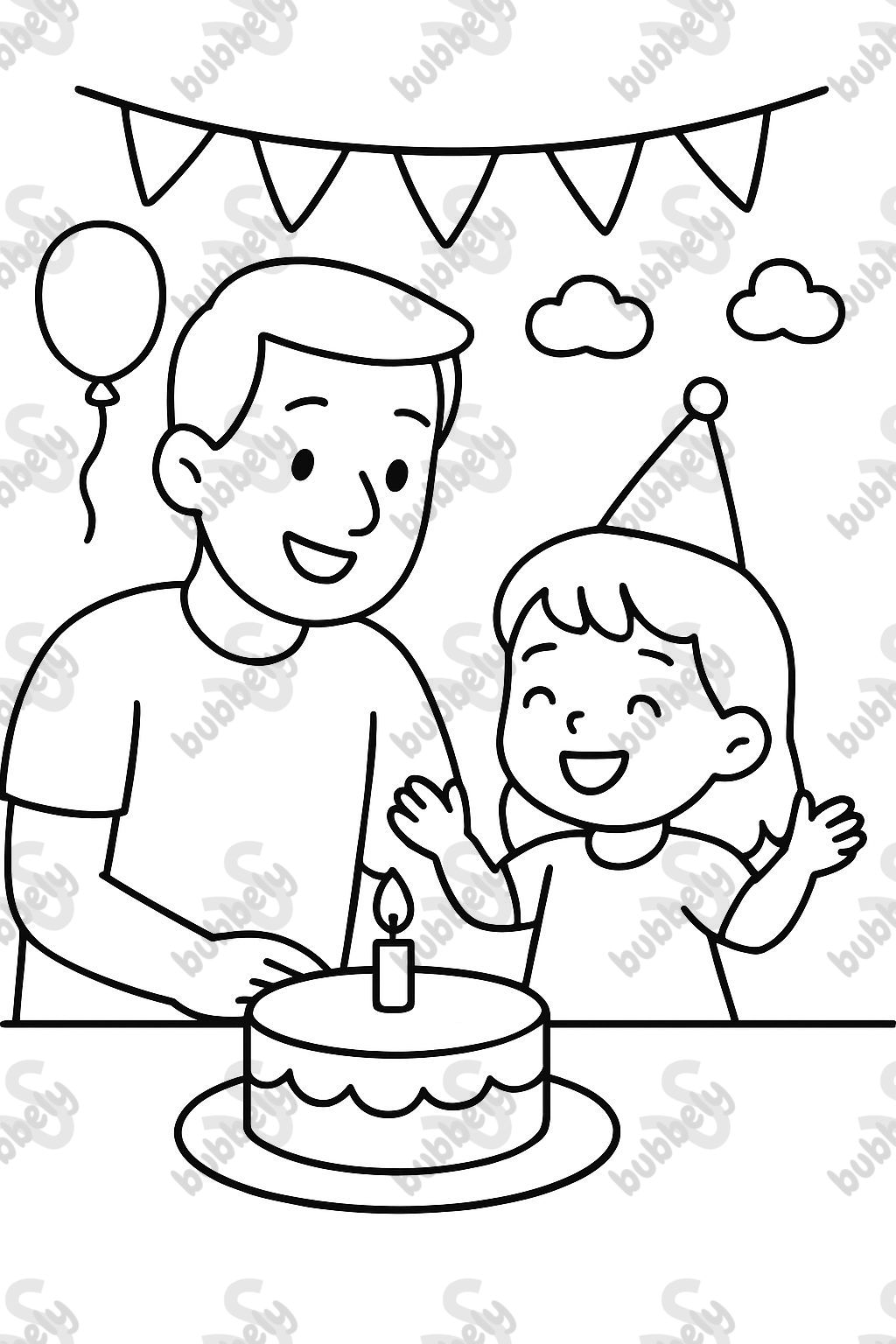 Un homme et une petite fille fêtent un anniversaire Un homme et une petite fille fêtent un anniversaire