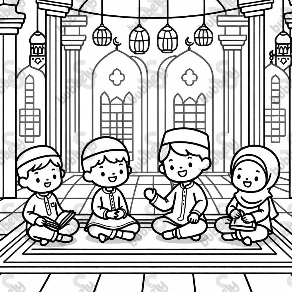 Jeunes enfants musulmans dans une mosquée Jeunes enfants musulmans dans une mosquée