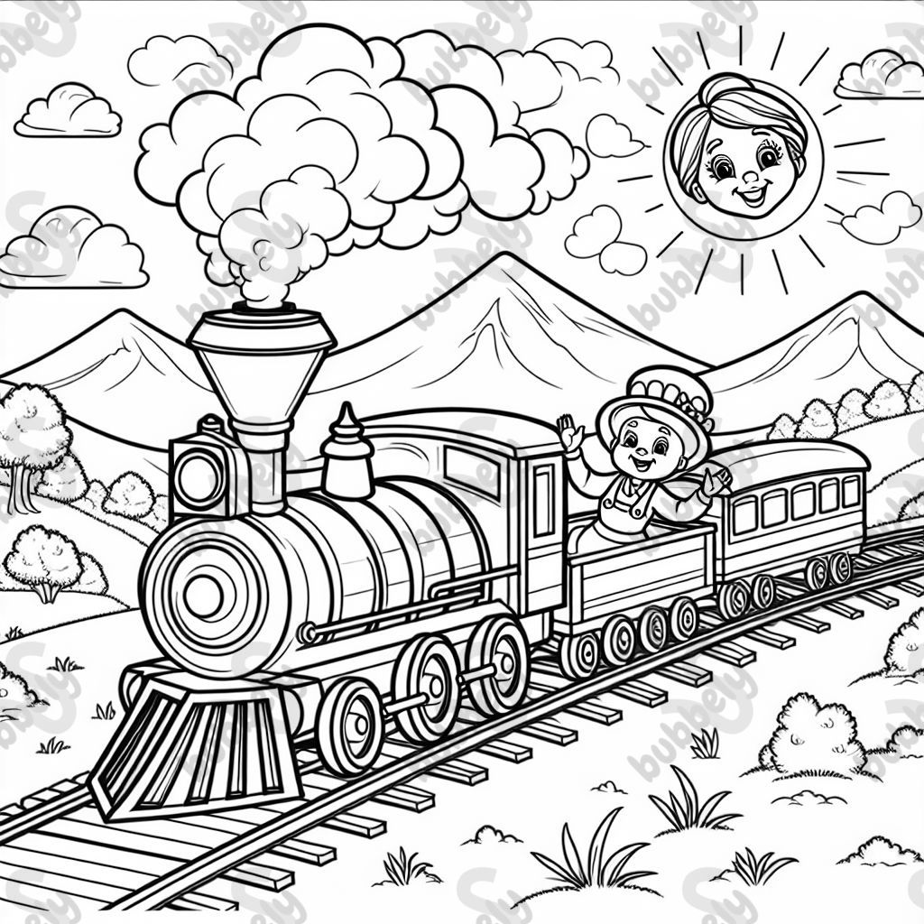 Tren madre y tren bebé con Feliz Día de la Madre Tren madre y tren bebé con Feliz Día de la Madre